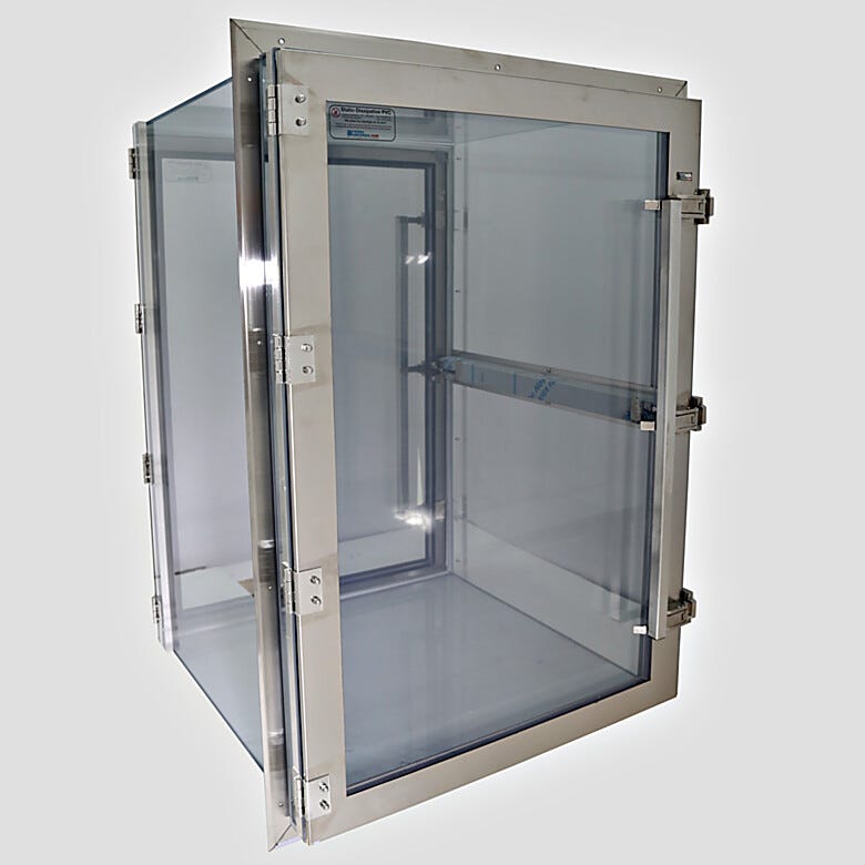 General use pass-through with mechanical interlock, transparent SD PVC window, and stainless steel wall-mounting brackets | 6704-99C displayed