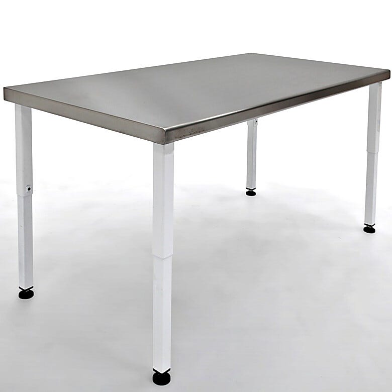 Solid stainless steel top with a power-coated steel base and telescoping legs  |  1751-00 displayed