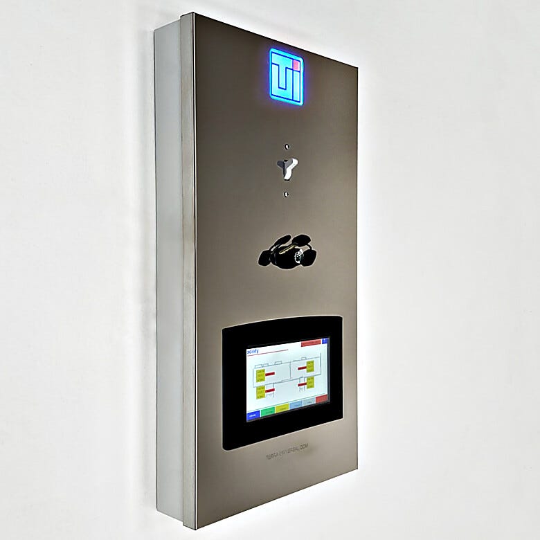 Cleanroom control panel with built-in Tier 3 touchscreen console; datalogging (pressure/temp/RH) and FFU control for up to 12 rooms, 120 FFUs  |  6607-03 displayed