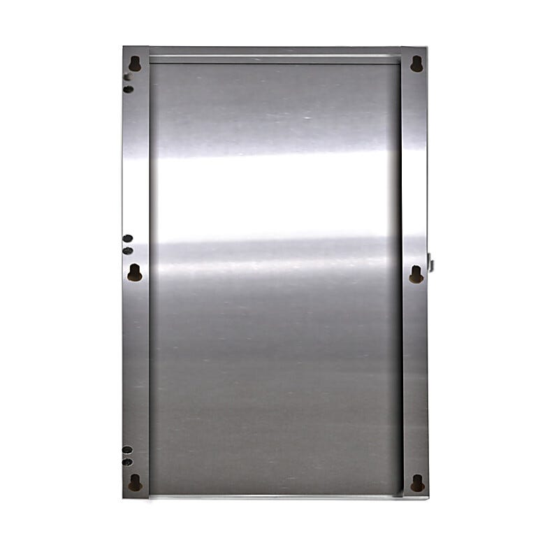 Stainless steel mounting panel for BioSafe® safety glasses holder allows housing to lift off for thorough cleaning  |  4949-04 displayed