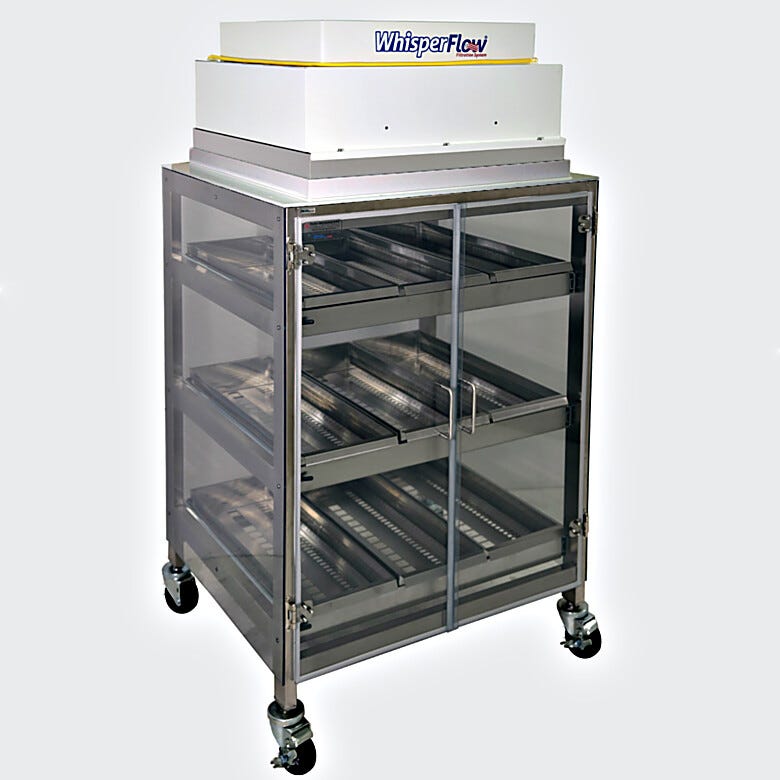 Storage reticle/photomask storage cabinet with optional WhisperFlow air filtration; 304 SS, 28.5