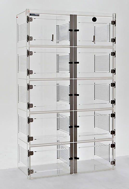 ValuLine® acrylic desiccator cabinet, 10 chambers with adjustable shelving  |  3949-37C displayed