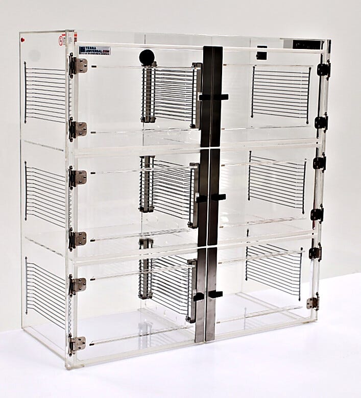 ValuLine® acrylic desiccator cabinet, 6 chambers with adjustable shelving  |  3949-35C displayed