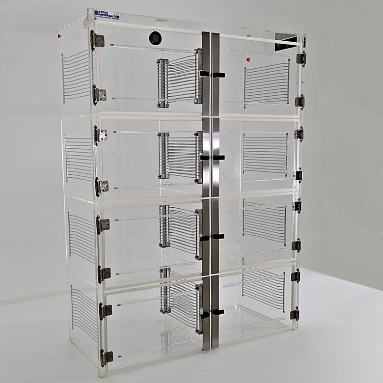 Acrylic ValuLine® Extended Service desiccator cabinet with 8 chambers, 36.75