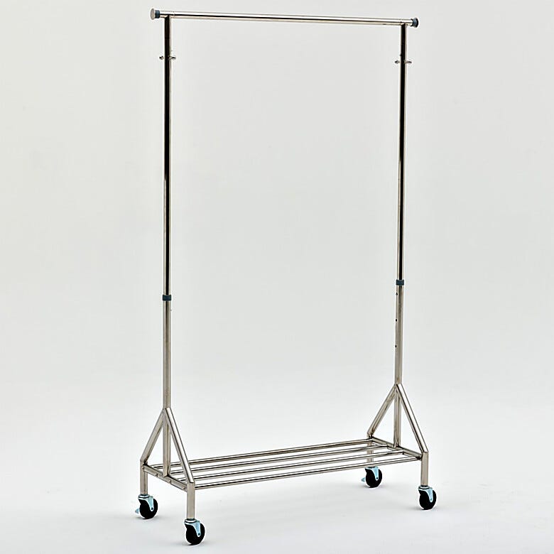 Stainless steel gowning rack engineered for stability, adjustability, and cleanroom safety | 9230-16 displayed