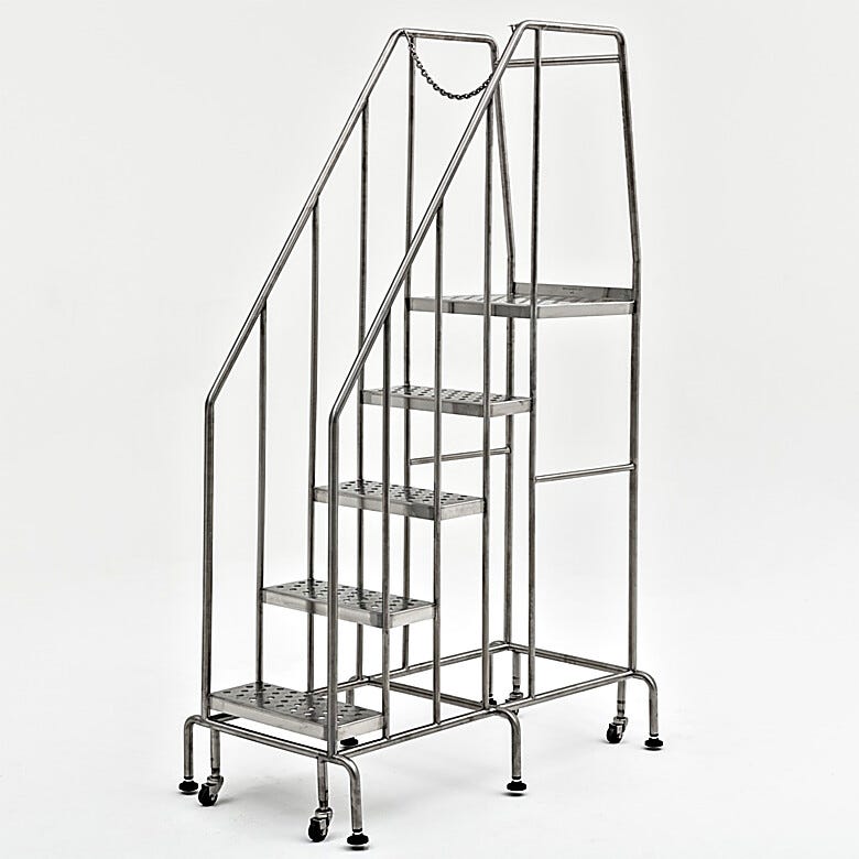 Terra’s BioSafe® 5 step ladder features a streamlined design with minimal crevices to simplify cleaning and reduce particle accumulation | 2805-09B-316 displayed