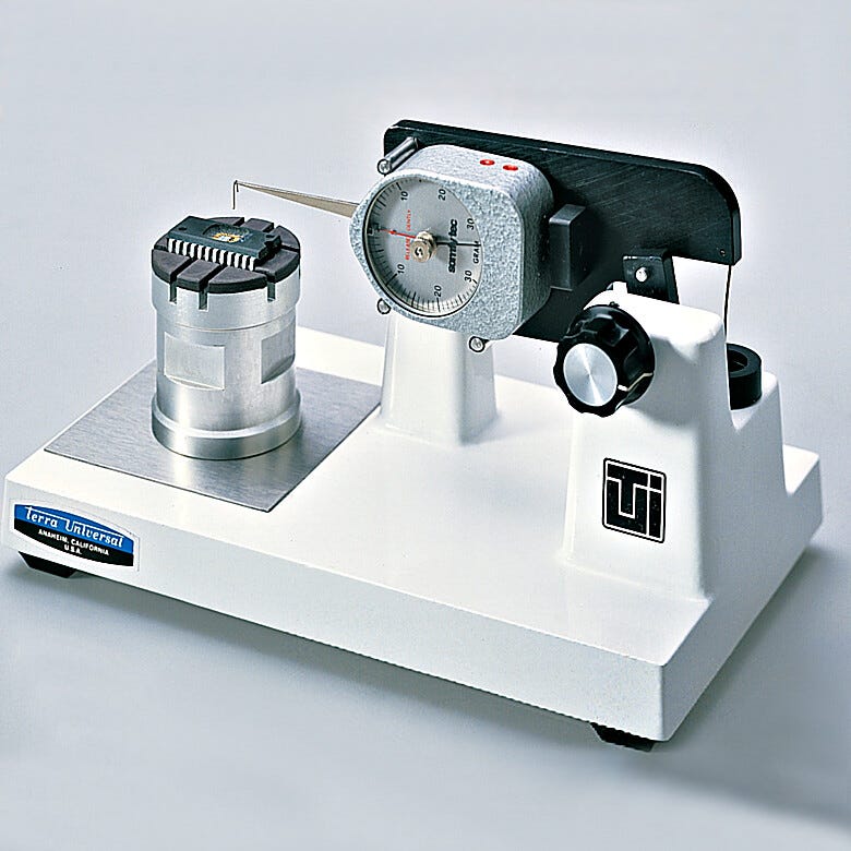 Single gauge wire bond strength tester for 4-35 grams; adjustable chuck sold separately  |  9104-00A displayed