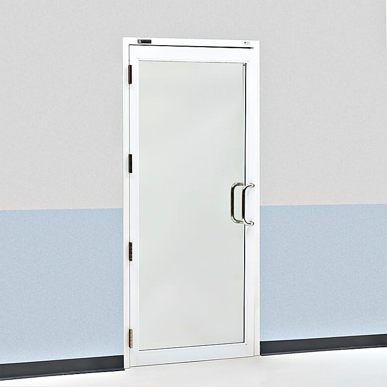 Powder-coated aluminum, pre-hung cleanroom lab door  |  6710-78-R-PC displayed