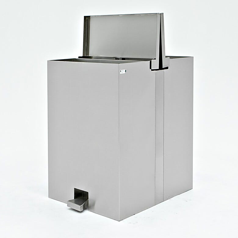 BioSafe® Double-Sided Cleanroom Garment Hamper with two compartments and hands-free foot pedals; 30