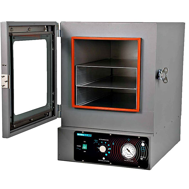 Shellab Analog Model Ovens come with an analog temperature controller and dial vacuum gauge  |  3900-11 displayed