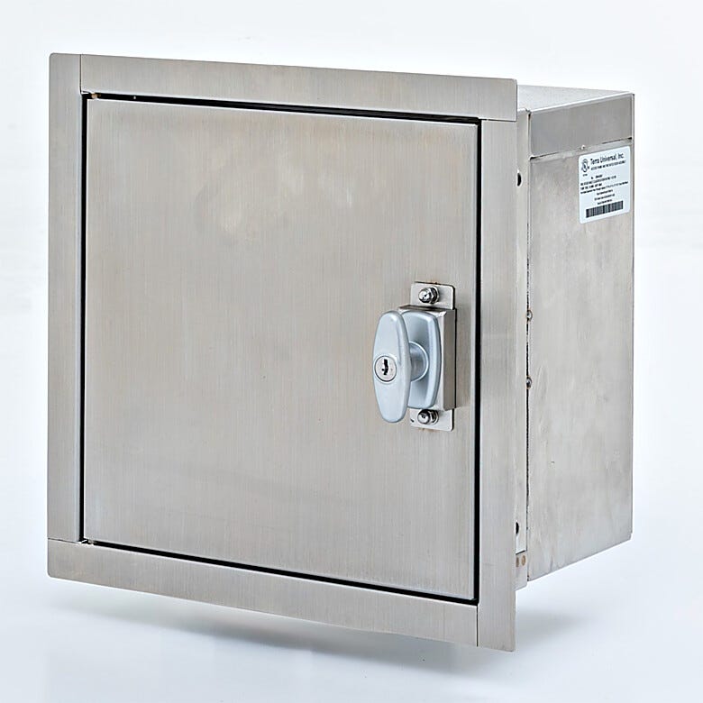 Flush wall mount cabinet maximizes space efficiency in tight lab spaces while minimizing particle accumulation  |  2640-99 displayed
