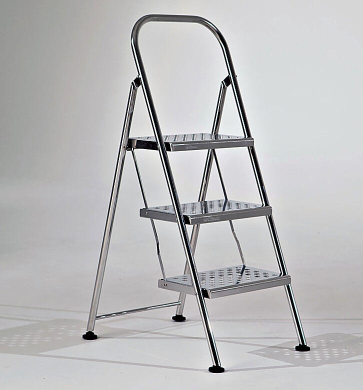 Stainless Steel Folding 3 Step Ladder  |  2805-82A displayed