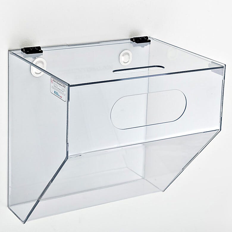 Static dissipative PVC wall mounted single compartment glove dispenser | 4950-74 displayed