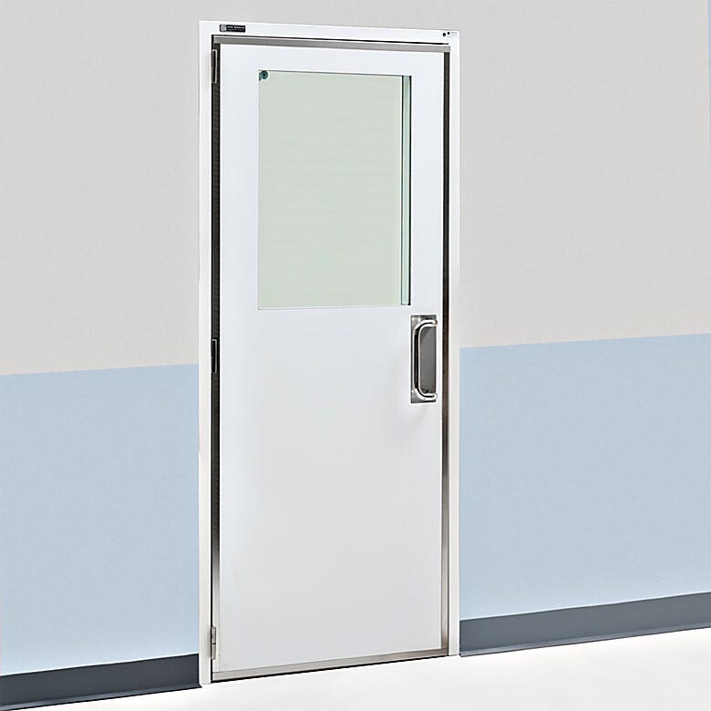 Lightweight, sturdy cleanroom door with uPVC panels suitable for environments needing cGMP compliance | 6603-76A displayed