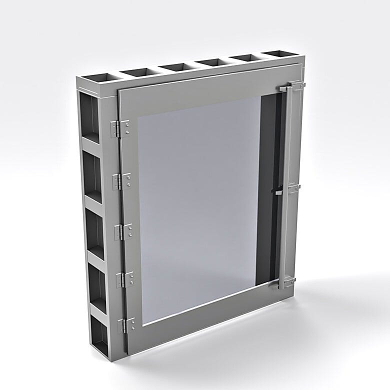 Engineered to UL leak-rated standards, this pass-through window maintains a secure seal that supports cleanroom pressure differentials  |  1704-03 displayed