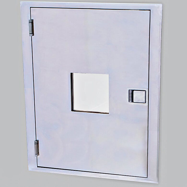 UL 10B-listed fire-rated door is suitable for use in a fire-rated cleanroom or laboratory wall