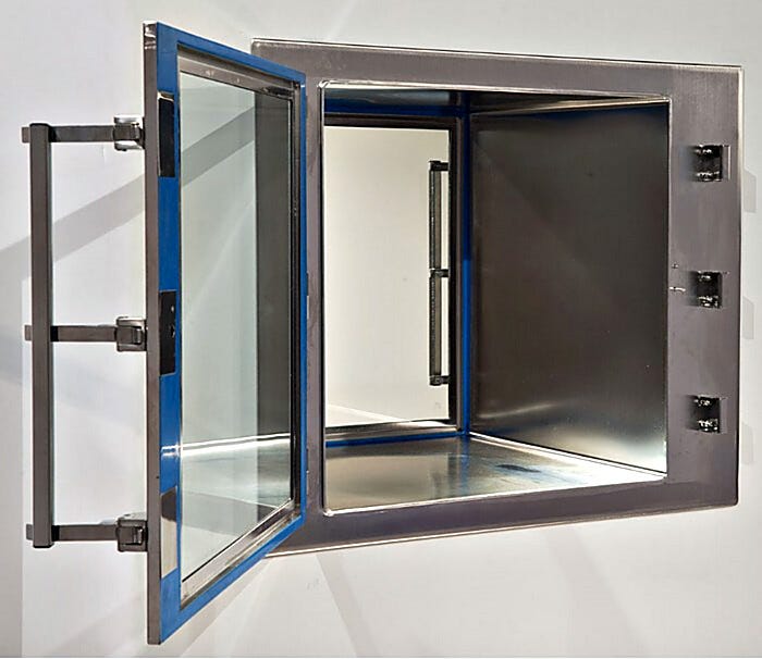 ISO 4 BioSafe® Pass-Through uses lift-off, autoclavable doors with inert polyurethane bio-seals - ideal for aseptic processes  |  2636-75C displayed