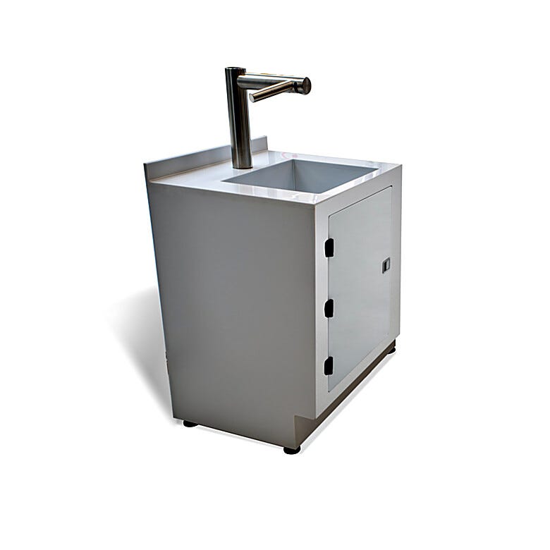 Rinsing/Drying station with single sink in polypropylene and touch-free wash/dry tap in stainless steel, 120 V  |  9600-42B displayed
