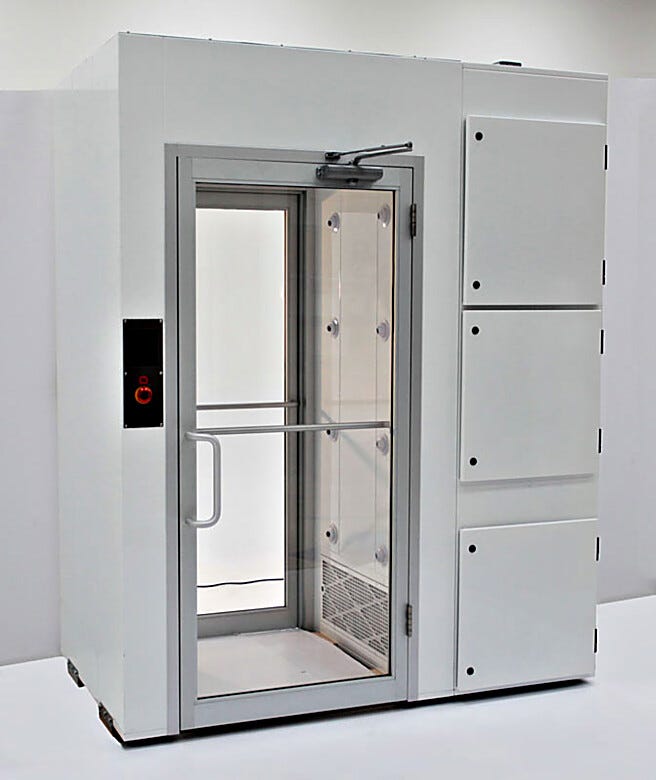 Helps Solve Decontamination Problems. Powder-coated Steel Airshower shown