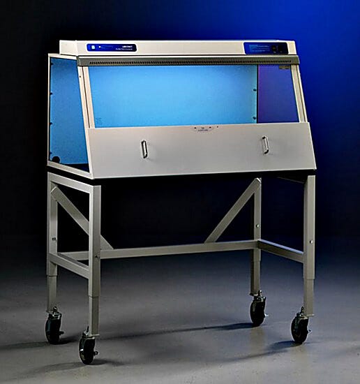 Shown: 4' Purifier Non-Ventilated PCR Enclosure with optional stand  |  1524-37 displayed