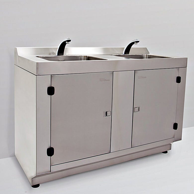 Stainless Steel 2 Sink Rinsing Station | 9600-47A displayed