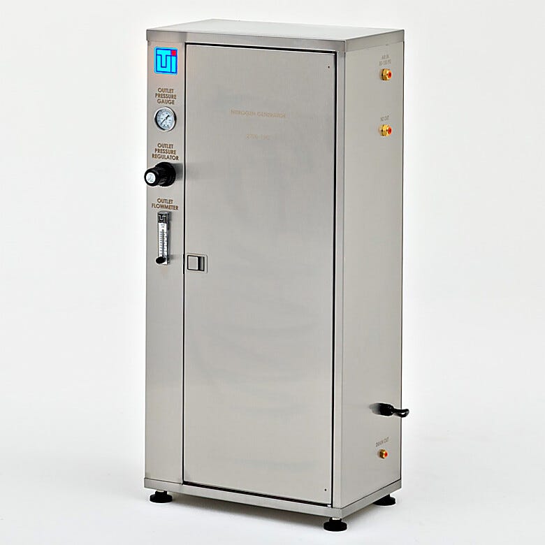 Compact nitrogen generator with purity control, low-pressure alert, and prefilters | 2700-12C displayed