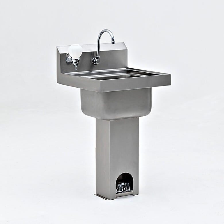 Stainless Steel Pedestal Foot Valve Sink | 1372-90A displayed