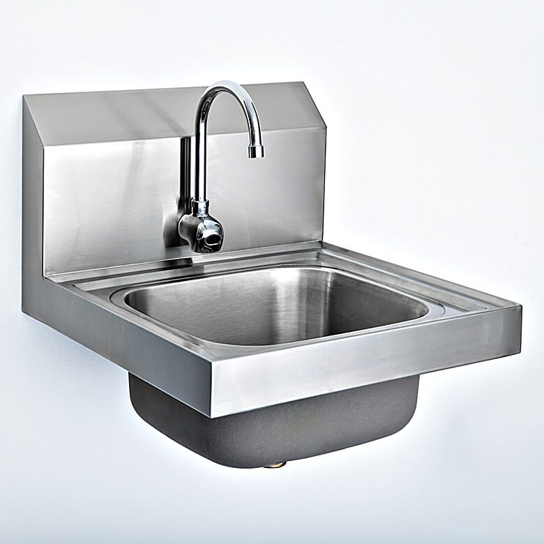 USP 797 compliant wall-mount sink with eye sensor for touchless operation in cleanroom environments | 1372-91A displayed