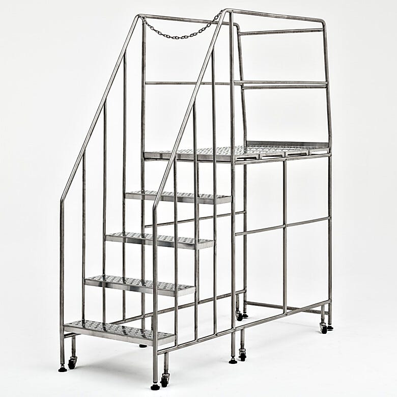 Terra’s BioSafe® 5 step ladder includes an extra-wide top step to provide ample space for safe and comfortable movement | 2805-88B displayed