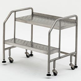 Mobile Step Ladder; BioSafe® Round Tube, Fully Welded, 2 Steps, 304 or 316 SS, 30