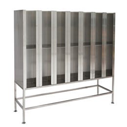 Garment Dispenser Station; 28 Compartments, Double Sided, 304 Stainless Steel, 63