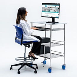 Cleanroom Computer Cart; 316L Stainless Steel Round Tube, 32