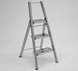 Folding Ladder; Diamond Plated, 3 Steps, 304 SS, 21