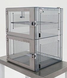 Desiccator; Adjust-A-Shelf™, Static Dissipative PVC, 2 Chambers, 18