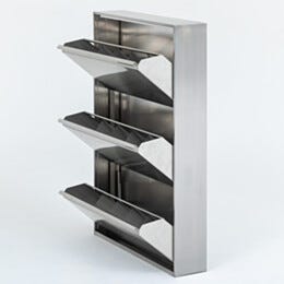 Shoe Storage Cabinet; Wall Mount, 316L Stainless Steel, 31.5