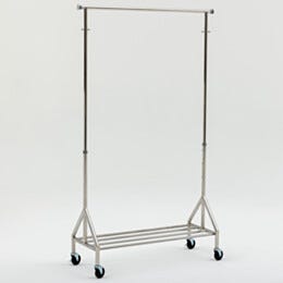 Garment Rack; Adjustable Free Standing Single Rack, 304 or 316 SS, Cylindrical Tube, 64