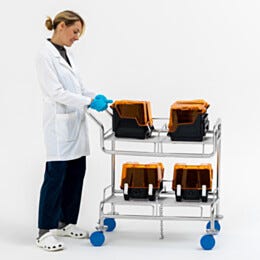 BioSafe® Cleanroom Cart; Round Tube, Wafer Boxes, 304 or 316L SS, 36.25