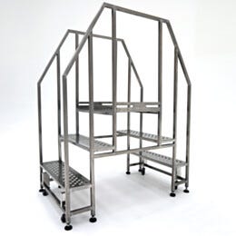 Mobile Crossover Stairs; Diamond Plated, 3 Steps, 304 or 316 SS, 32