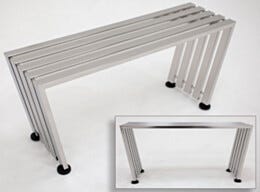 BioSafe® Gowning Bench; 304 Stainless Steel, Recessed-Base Slats, 36