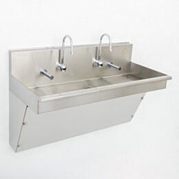 Wall-Mount Sink, BioSafe®, ADA Compliant, 2 Faucets, 304 or 316L SS, Chrome Finish Faucets, 48