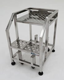 Mobile Step Ladder; Non-Continuous Welded, 2 Steps, 304 or 316 SS, 20