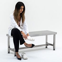Gowning Bench, BioSafe® UltraClean®; 304 or 316 SS, Solid Top, 24
