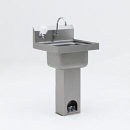 ValuLine® Pedestal Sink; USP 797, 304 Stainless Steel, Foot Pedal, 16