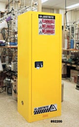 Justrite Sure-Grip Ex Slimline Flammable Safety Cabinet 22 gal, Manual Single Door, Yellow 892200