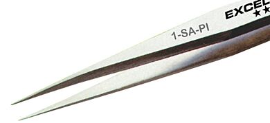 Stainless Steel tweezers with slender tips and fine points.  |  9301-59 displayed