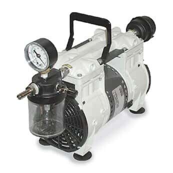 Two head WOB-L piston high capacity vacuum pump w/controller, gauge