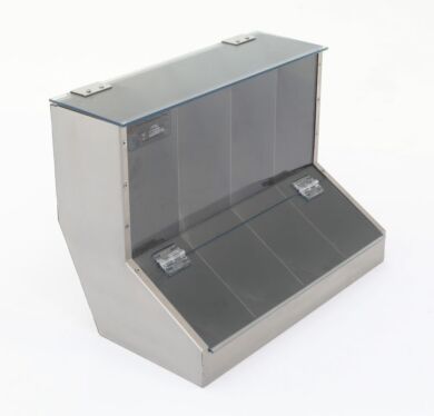 4 Compartment Stainless Steel Benchtop Dispenser  |  4950-30 displayed