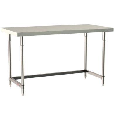 316 Stainless Steel TableWorx Work Tables with 304 SS Legs and 3-Sided Frame by Metro ideal in cleanrooms and biopharma applications; various sizes available  |  