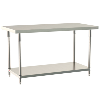 316 Stainless Steel TableWorx Work Tables with 304 SS Legs and Under Shelf by Metro ideal in cleanrooms and biopharma applications; sizes and mobile options  |  