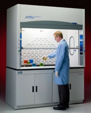 Shown: 6' XStream High-Performance Laboratory Fume Hood with optional service fixtures and base cabinets